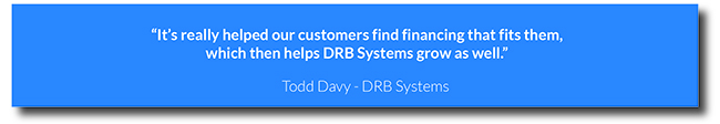 Text of quote from Todd Davy of DRB systems Inc stating that Ascentium makes it easy for their customers to find financing that fits their needs