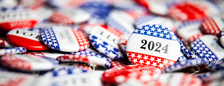 photo of 2024 election buttons