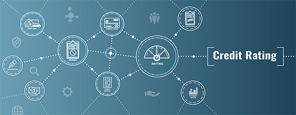 image with icons depicting each of the factors that impact your credit rating