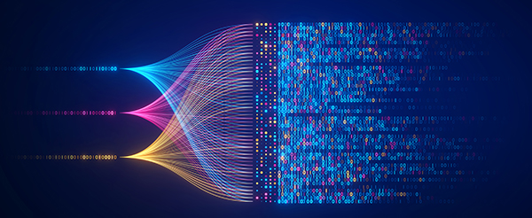 illustration depicting how data can be transformed with AI