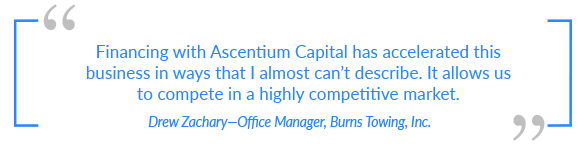 drew zachary says financing with ascentium captial has accelerated this business in ways he almost can't describe